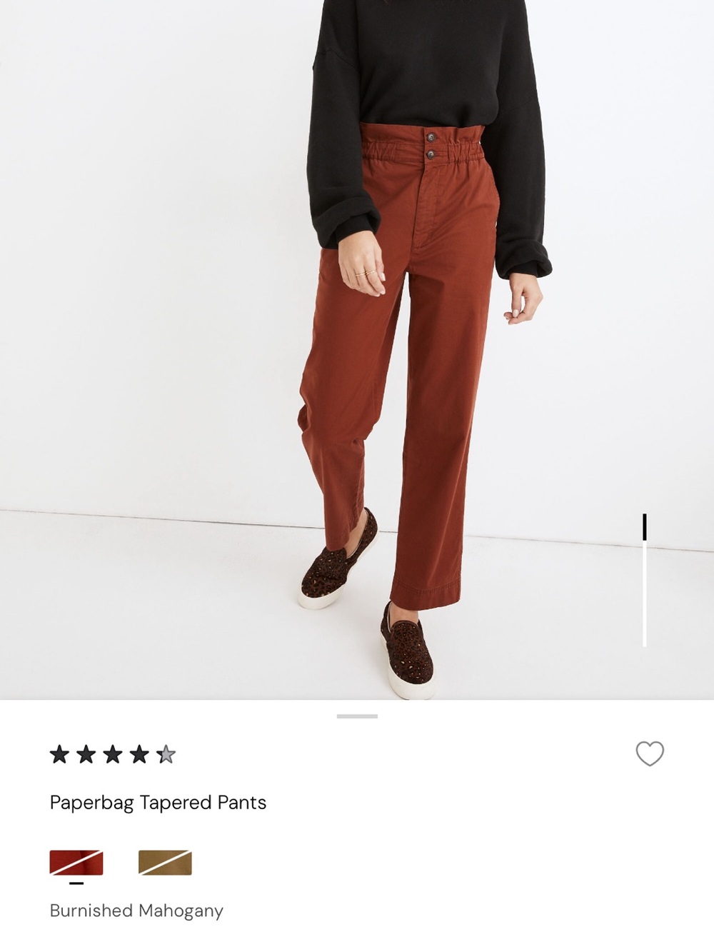 Madewell Paperbag Tapered Pants - Burnished Mahogany
